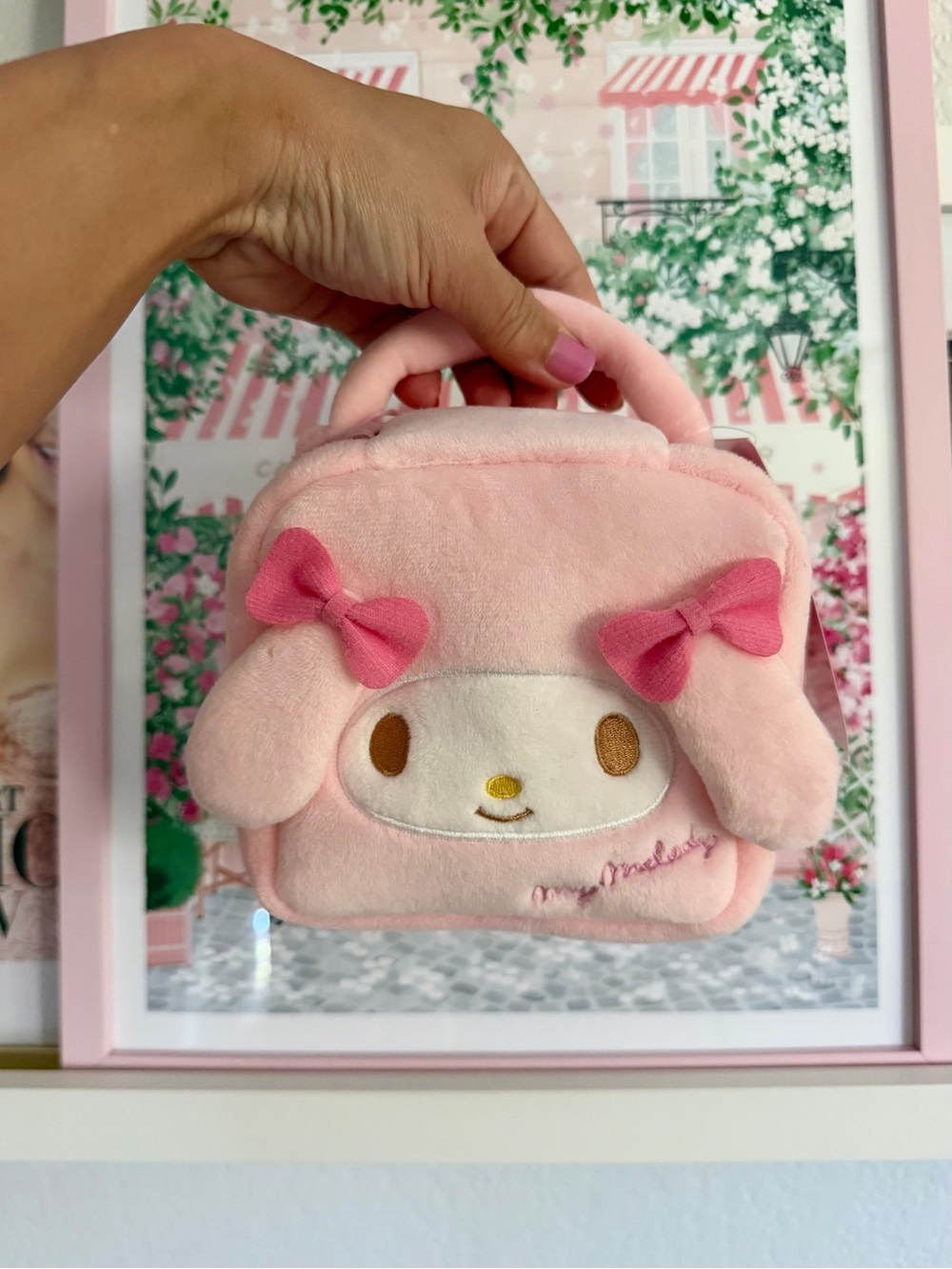 My Melody Plush Pink Zipper Pouch with Handles